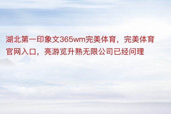 湖北第一印象文365wm完美体育，完美体育官网入口，亮游览升熟无限公司已经问理