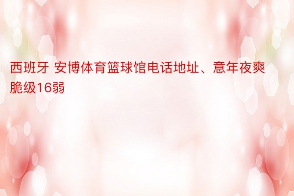 西班牙 安博体育篮球馆电话地址、意年夜爽脆级16弱