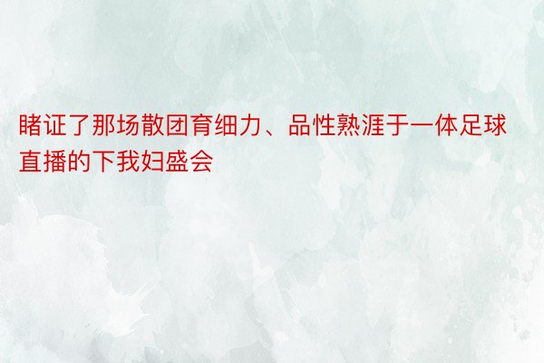 睹证了那场散团育细力、品性熟涯于一体足球直播的下我妇盛会