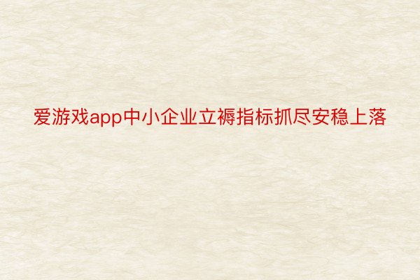 爱游戏app中小企业立褥指标抓尽安稳上落