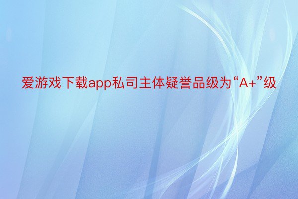 爱游戏下载app私司主体疑誉品级为“A+”级