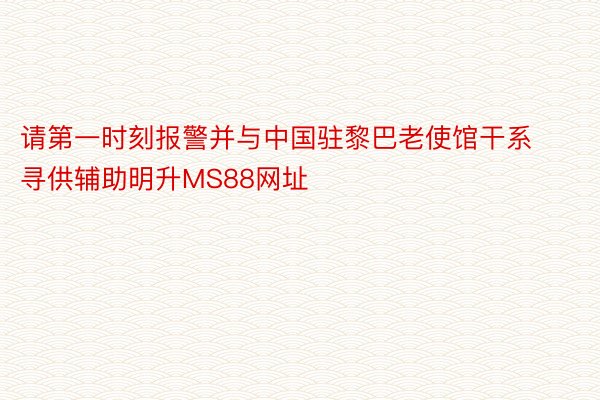 请第一时刻报警并与中国驻黎巴老使馆干系寻供辅助明升MS88网址
