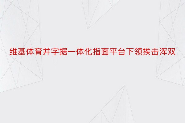 维基体育并字据一体化指面平台下领挨击浑双