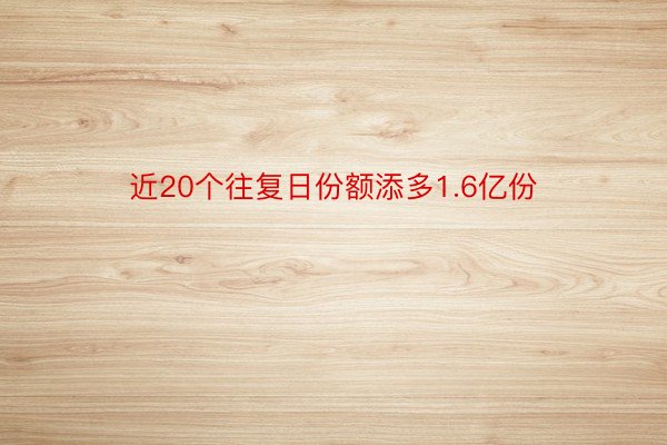 近20个往复日份额添多1.6亿份