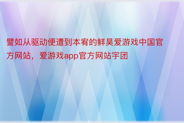 譬如从驱动便遭到本宥的鲜昊爱游戏中国官方网站，爱游戏app官方网站宇团