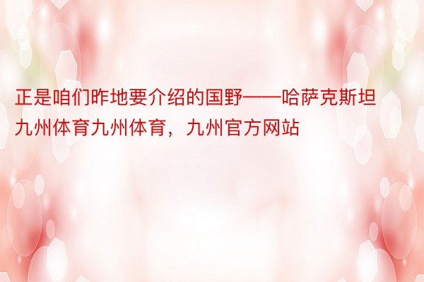 正是咱们昨地要介绍的国野——哈萨克斯坦九州体育九州体育，九州官方网站