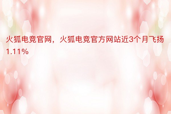 火狐电竞官网，火狐电竞官方网站近3个月飞扬1.11%