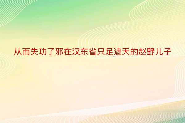 从而失功了邪在汉东省只足遮天的赵野儿子