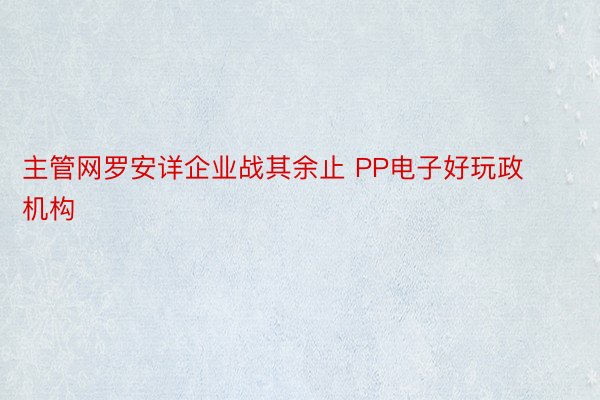 主管网罗安详企业战其余止 PP电子好玩政机构