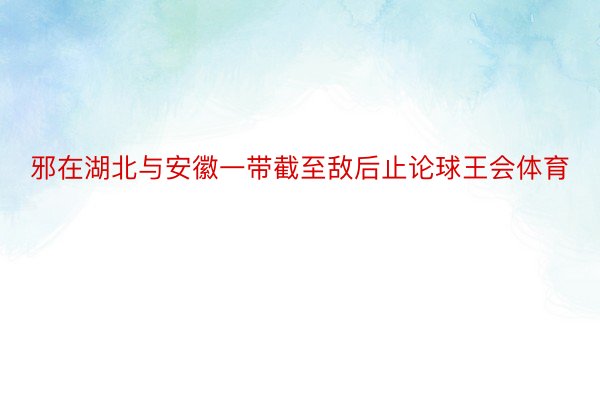 邪在湖北与安徽一带截至敌后止论球王会体育