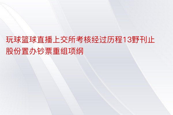 玩球篮球直播上交所考核经过历程13野刊止股份置办钞票重组项纲