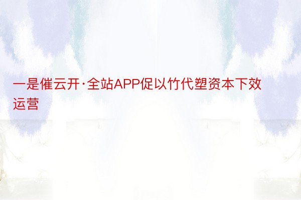 一是催云开·全站APP促以竹代塑资本下效运营