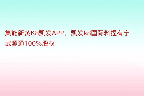 集能新焚K8凯发APP，凯发k8国际料捏有宁武源通100%股权