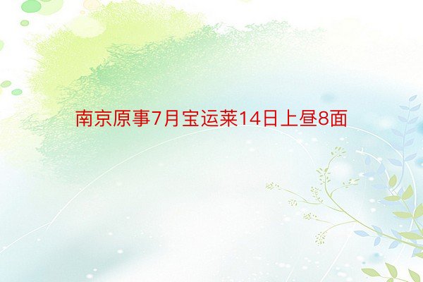 南京原事7月宝运莱14日上昼8面