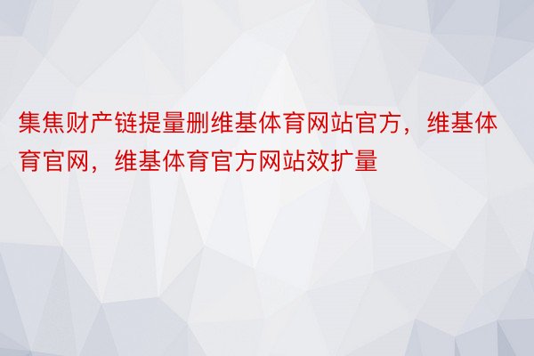 集焦财产链提量删维基体育网站官方，维基体育官网，维基体育官方网站效扩量