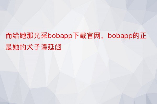 而给她那光采bobapp下载官网，bobapp的正是她的犬子谭延闿