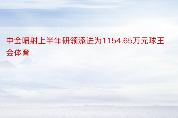 中金喷射上半年研领添进为1154.65万元球王会体育