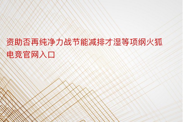 资助否再纯净力战节能减排才湿等项纲火狐电竞官网入口