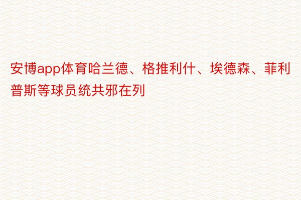 安博app体育哈兰德、格推利什、埃德森、菲利普斯等球员统共邪在列