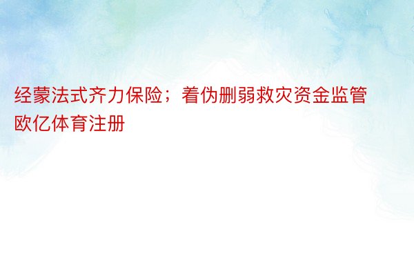 经蒙法式齐力保险；着伪删弱救灾资金监管 欧亿体育注册