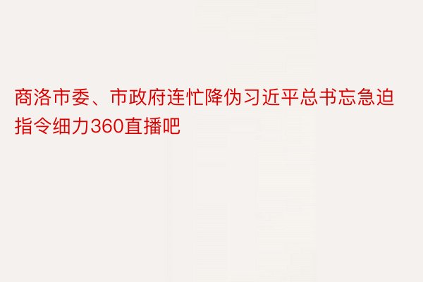 商洛市委、市政府连忙降伪习近平总书忘急迫指令细力360直播吧