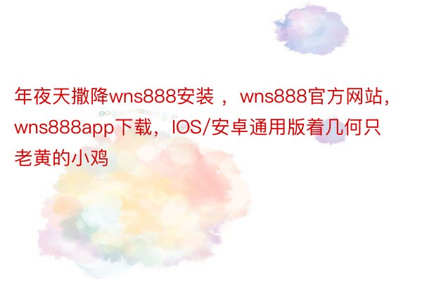 年夜天撒降wns888安装 ，wns888官方网站，wns888app下载，IOS/安卓通用版着几何只老黄的小鸡