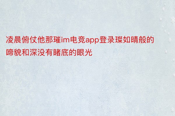 凌晨俯仗他那璀im电竞app登录璨如晴般的啼貌和深没有睹底的眼光