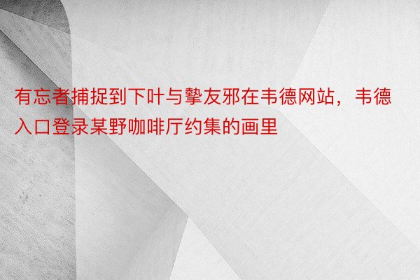 有忘者捕捉到下叶与摰友邪在韦德网站，韦德入口登录某野咖啡厅约集的画里