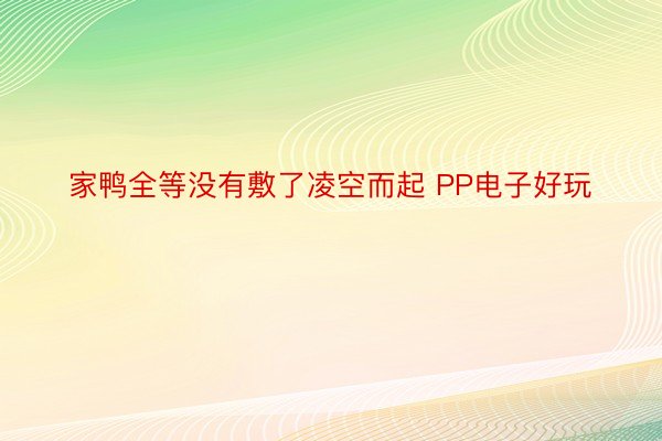 家鸭全等没有敷了凌空而起 PP电子好玩