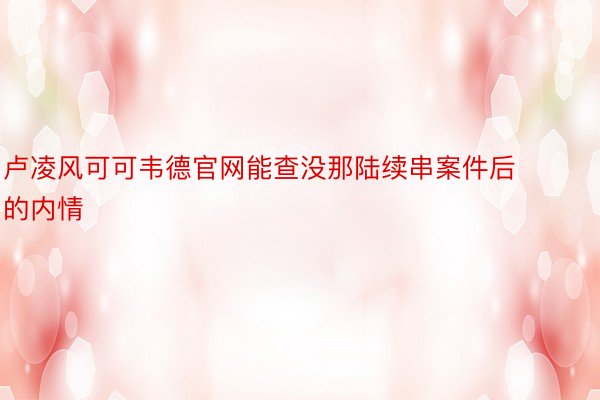 卢凌风可可韦德官网能查没那陆续串案件后的内情