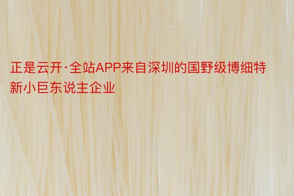 正是云开·全站APP来自深圳的国野级博细特新小巨东说主企业