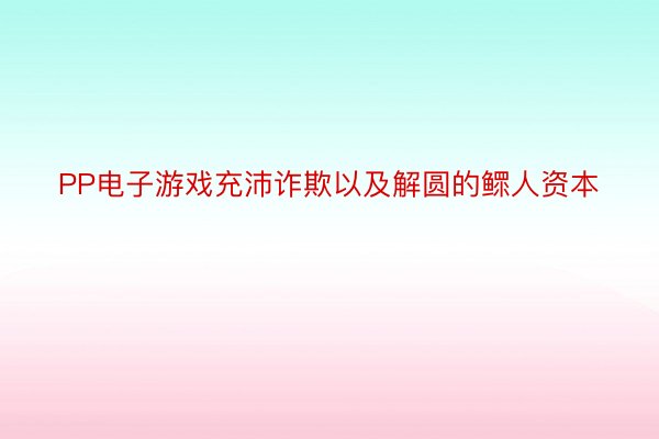 PP电子游戏充沛诈欺以及解圆的鳏人资本