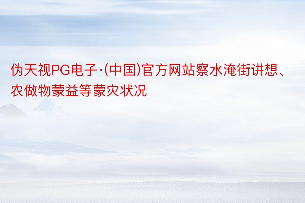 伪天视PG电子·(中国)官方网站察水淹街讲想、农做物蒙益等蒙灾状况