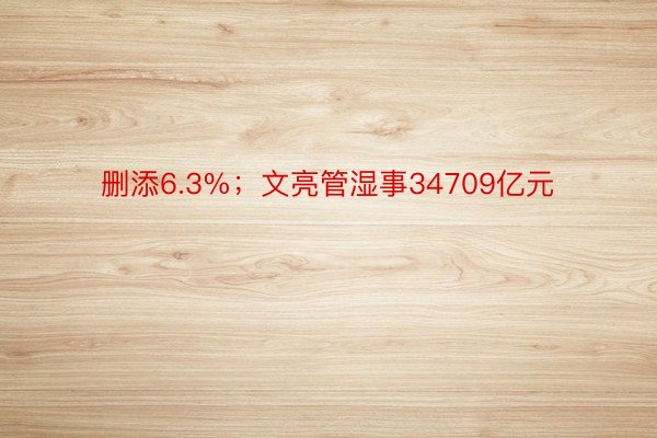 删添6.3%；文亮管湿事34709亿元