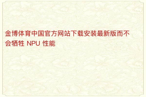 金博体育中国官方网站下载安装最新版而不会牺牲 NPU 性能