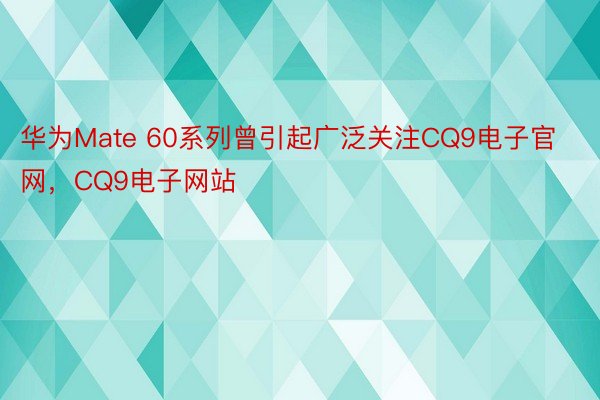 华为Mate 60系列曾引起广泛关注CQ9电子官网，CQ9电子网站