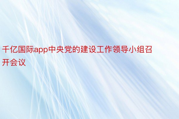 千亿国际app中央党的建设工作领导小组召开会议